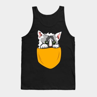 Cute Pocket Cat Kitty funny Chest Bag Tank Top
